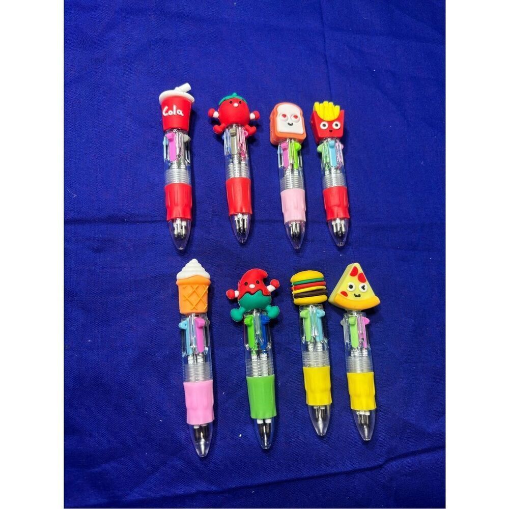 New Multi-Color Novelty Multi-Color Cartoon Food Multi-Function Pens Set of 8